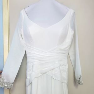 Beaded and Sheer Sleeve Wedding Dress